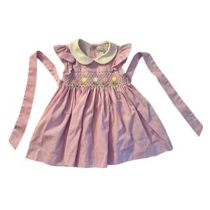 Fantasie Kids Hand Smocked Tulip Pink Micro-Stripe Dress sz. 18 Months
